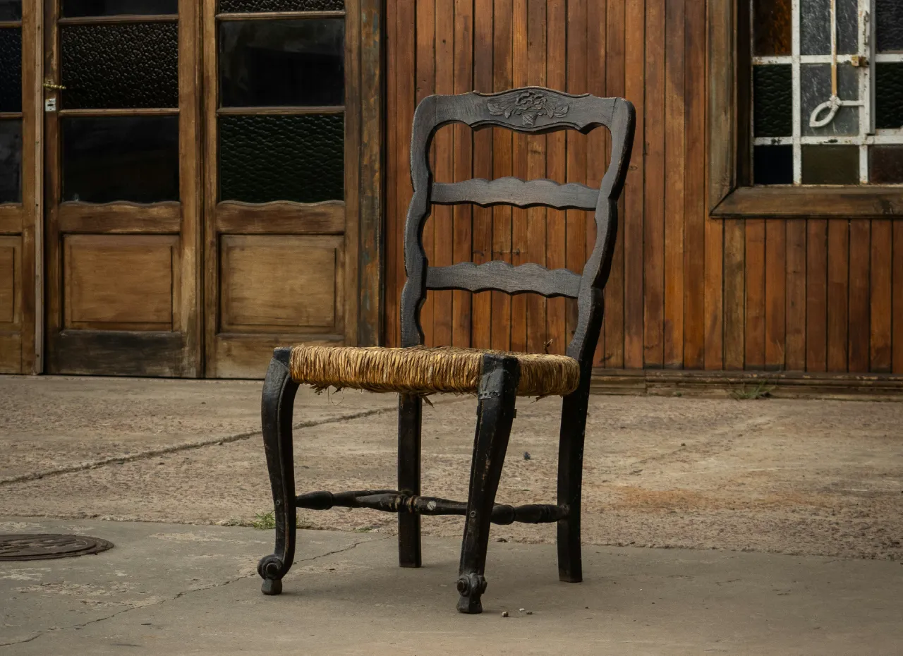 Antique woven seat wooden chair